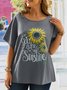 Plus Size Casual Loose Sunflower Shirt