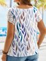 Plus Size V Neck Abstract Graphic Casual Lace Shirt