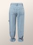 Loose Plain Casual Denim O-Line Jeans