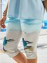 Plus Size Vacation Marine Life Knitted Tight Pants