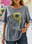 Plus Size Casual Loose Sunflower Shirt