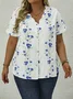  Mother‘s Day Plus Size Printed Lace Collar Casual Loose Blouse