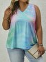 Plus Size V Neck Jersey Loose Casual Tank Top