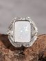 Casual Opal Moonstone Diamond Ring Vintage Ethnic Women's Jewelry