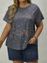 Plus Size Butterfly Printing Casual T-Shirt