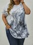 Plus Size Loose Jersey Crew Neck Casual T-Shirt