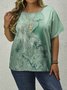 Plus Size Abstract Crew Neck Loose Casual Shirt