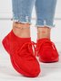 Mesh Platform Solid Color Lace-Up Flyknit Lightweight Soft Sole Slip-On Sneakers