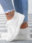 Mesh Platform Solid Color Lace-Up Flyknit Lightweight Soft Sole Slip-On Sneakers