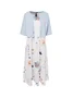 Elegant Loose Floral Printed Dress With 3/4 Sleeve Wrap Two-Piece Set