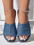 Blue Denim Stitching Design Flat Sandals