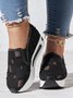 Mesh Ripped Denim Raw Hem Slip On Muffin Sneakers