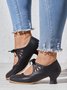 Vintage Bow Decor Hollow out Spool Heel Mary Jane Shoes