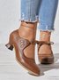 Vintage Bow Decor Hollow out Spool Heel Mary Jane Shoes