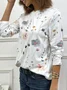 Country Floral Printed Casual Loose Crew Neck Knit Long Sleeve T-Shirt