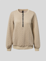 Half Zipper Solid Color Casual Texture Knitted V neck H-Line Long Sleeve Sweatshirts