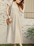 Loose Cotton And Linen Casual Plain Dress