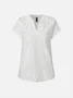 Women's Short Sleeve Blouse Summer White Plain Embroidery Buttoned Cotton V Neck Daily Going Out Simple Top