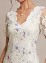 Floral Knitted V Neck Vacation Dress