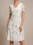 Floral Knitted V Neck Vacation Dress