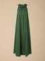 Vacation Plain linen-cotton Halter Maxi Dress