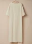 Linen Plain Crew Neck Maxi Dress