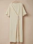 Linen Plain Crew Neck Maxi Dress