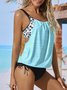 Casual Animal Gathered  Scoop Neck Tankinis Two-Piece Set