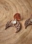 Casual Vintage Natural Moonstone Opal Moon Pattern Earrings Ethnic Distressed Jewelry Boho