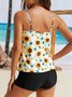 Vacation Floral Flouncing Scoop Neck Tankinis Two-Piece Set
