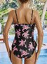 Vacation Floral Printing Scoop Neck One Piece Swimsuit