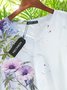 Floral V Neck Casual Short Sleeve Loosen T-Shirt