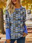 Casual Patchwork Long Sleeve Top