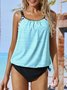 Casual Animal Gathered  Scoop Neck Tankinis Two-Piece Set