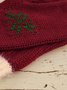 Christmas Botanical Red Knitted Gloves Holiday Party Matching Gloves Stretch Gloves Xmas Gloves