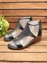 zolucky Women Casual Leather Comfy Wedge Sandals