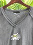 V Neck Printed Long Sleeve Casual T-shirt