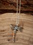 Ethnic Vintage Silver Dragonfly Turquoise Long Necklace Sweater Chain Jewelry