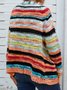 Womens Cardigan Color Block Striped Long Sleeve Open Front Casual Knit Sweaters Plus size Holiday Coat Outwear