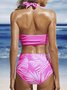 Vacation Tropical Printing Scoop Neck Bikinis Two-Piece Set