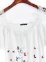 Casual V Neck Loosen Floral Short Sleeve T-Shirt
