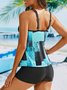 Casual Abstract Printing Scoop Neck Tankinis Two-Piece Set