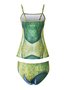 Vacation Abstract Printing Tankinis Scoop Neck Two-Piece Set