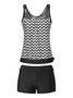 Casual Striped Printing Scoop Neck Tankinis Two-Piece Set