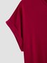 zolucky V Neck Cotton-Blend Solid Short Sleeve Casual Dress