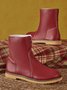 Women Casual PU Snow Boots Full Waterproof Insulated Low Heel Winter Boots