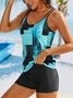 Casual Abstract Printing Scoop Neck Tankinis Two-Piece Set