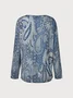 Mystery Paisley Printed Casual Regular Fit Cross Neck Ethnic Long Sleeve T-Shirt