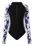 Sports Plants Printing Crew Neck Surf Suit