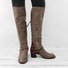 zolucky Women Vintage Lace Up Boots European Style Bandage Above Knee Boots
